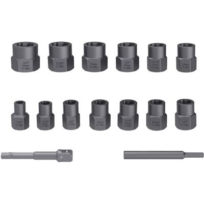 CCLIFE Bolzen Ausdreher Set 15-tlg. 3/8 Zoll 8-19 mm CR-MO CCLIFE Bolzen Ausdreher Set 15-tlg. 3/8 Zoll 8-19 mm CR-MO