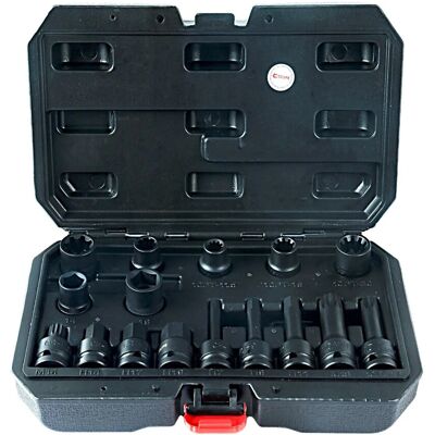 CCLIFE Bremszylinder Stecknuss Satz 16-tlg. 1/2 Zoll für Bremssattel CCLIFE Bremszylinder Stecknuss Satz 16-tlg. 1/2 Zoll für Bremssattel