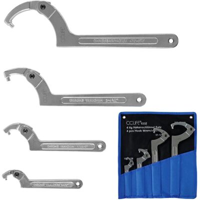 CCLIFE 4tlg Gelenk C Hakenschlüssel Verstellbar Nutmutternschlüssel für Nutmutter 19-170mm CCLIFE 4tlg Gelenk C Hakenschlüssel Verstellbar Nutmutternschlüssel für Nutmutter 19-170mm