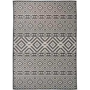 vidaXL Außen Teppich Schwarz Streifen 200x280cm - Flachgewebe vidaXL Außen Teppich Schwarz Streifen 200x280cm - Flachgewebe
