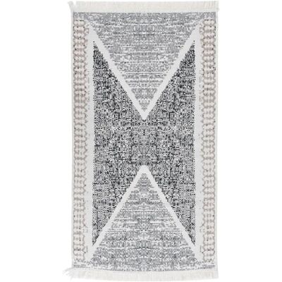 vidaXL Schwarze Graue Baumwollmatte - Wendbarer Indoor-Teppich 120x180cm - Teppich vidaXL Schwarze Graue Baumwollmatte - Wendbarer Indoor-Teppich 120x180cm - Teppich