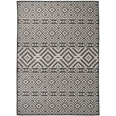 vidaXL Außen Teppich Schwarz Streifen 200x280cm - Flachgewebe vidaXL Außen Teppich Schwarz Streifen 200x280cm - Flachgewebe
