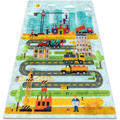 RugsX Junior Blau Rutschfester Baustoffteppich RugsX Junior Blau Rutschfester Baustoffteppich