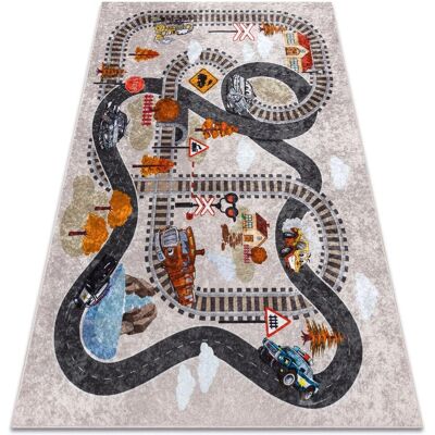RUGSX Kinderspielzeug Zug Bahn Teppich - Waschbar, Rutschfest, 160x220 cm RUGSX Kinderspielzeug Zug Bahn Teppich - Waschbar, Rutschfest, 160x220 cm