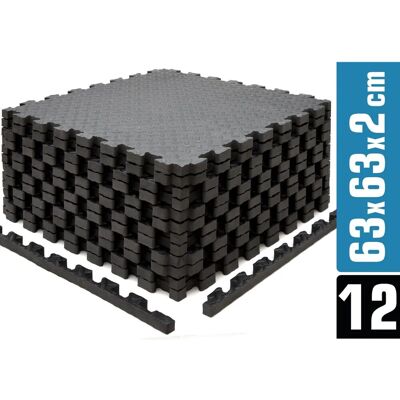 eyepower Fitness Bodenmatte mit Rand 63 x 63 x 2 cm Schwarz 12er Set eyepower Fitness Bodenmatte mit Rand 63 x 63 x 2 cm Schwarz 12er Set