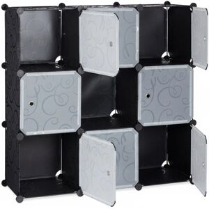 Relaxdays Regalsystem Kunststoff Schwarz mit Türen 95,5 cm x 95,5 cm x 32 cm Relaxdays Regalsystem Kunststoff Schwarz mit Türen 95,5 cm x 95,5 cm x 32 cm