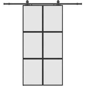 vidaXL Schiebetür - Schwarz - 102,5x205 cm - Gehärtetes Glas vidaXL Schiebetür - Schwarz - 102,5x205 cm - Gehärtetes Glas
