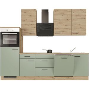 Flex-Well Exclusiv Küchenzeile Cara 280 cm Schilfgrün matt - Artisan Eiche Flex-Well Exclusiv Küchenzeile Cara 280 cm Schilfgrün matt - Artisan Eiche
