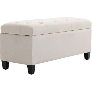 HOMCOM - Ottoman - Cremeweiß - Gummiholz - Storage Bench HOMCOM - Ottoman - Cremeweiß - Gummiholz - Storage Bench