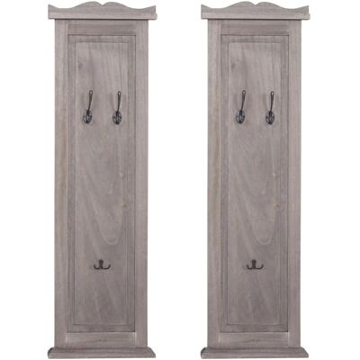 BERLINLODGE Garderobe 2er-Set 109x28x5,5cm Wandhaken Holz Grau-Braun Shabby BERLINLODGE Garderobe 2er-Set 109x28x5,5cm Wandhaken Holz Grau-Braun Shabby