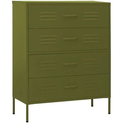 vidaXL Olivgrüner Stahl 80x35x101,5cm Kommode - Stauraum vidaXL Olivgrüner Stahl 80x35x101,5cm Kommode - Stauraum