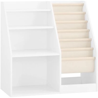 SoBuy Bücherregal Kinderregal mit Stofftaschen und 3 Regale Weiß 80x80x40cm KMB119-W SoBuy Bücherregal Kinderregal mit Stofftaschen und 3 Regale Weiß 80x80x40cm KMB119-W