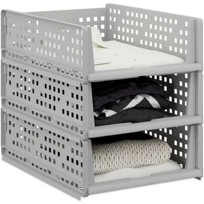 Relaxdays Set aus 3 grauen Aufbewahrungsboxen - Kleiderschrank-Organizer Relaxdays Set aus 3 grauen Aufbewahrungsboxen - Kleiderschrank-Organizer