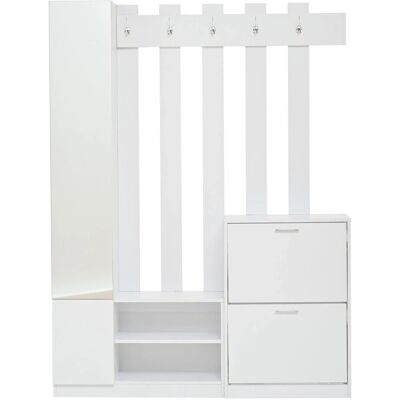 Merax Garderoben Set mit Spiegel Schuhschrank Hängeschrank Weiß 135x25x180 cm Merax Garderoben Set mit Spiegel Schuhschrank Hängeschrank Weiß 135x25x180 cm