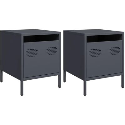vidaXL Nachttische 2 Stk, Anthrazit 35x39x43,5 cm Stahl 851249 vidaXL Nachttische 2 Stk, Anthrazit 35x39x43,5 cm Stahl 851249