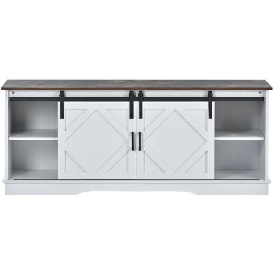 okwish TV Schrank mit Schiebetüren Stauraum Wohnzimmer Esszimmer 150x40x60cm Weiß okwish TV Schrank mit Schiebetüren Stauraum Wohnzimmer Esszimmer 150x40x60cm Weiß