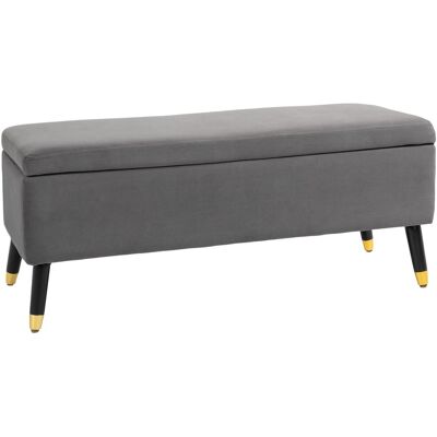 HOMCOM Sitzbank mit Stauraum - Gummiholz, Kohlegrau, 110x45x43cm HOMCOM Sitzbank mit Stauraum - Gummiholz, Kohlegrau, 110x45x43cm