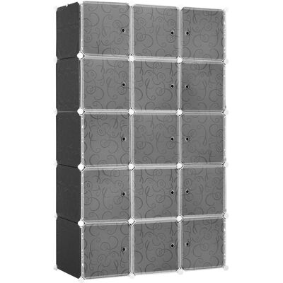 HOMCOM DIY Kleiderschrank Kunststoff Metall Schwarz B111 x T47 x H183 cm HOMCOM DIY Kleiderschrank Kunststoff Metall Schwarz B111 x T47 x H183 cm