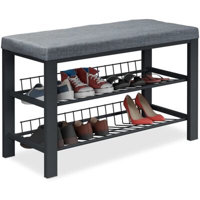 Relaxdays Schuhbank - Moderner Metall- & Stoffhocker Relaxdays Schuhbank - Moderner Metall- & Stoffhocker