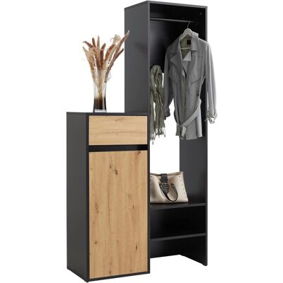 Mömax Garderobe Andy in Schwarz/Eiche Mömax Garderobe Andy in Schwarz/Eiche