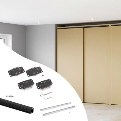 Emuca Set aus Set für Flow2 2 Schiebetüren und Schrank mit Sanftem Schließen mit Eingelassenen Schienen 2.35 m ohne Platten Matt Eloxiert Emuca Set aus Set für Flow2 2 Schiebetüren und Schrank mit Sanftem Schließen mit Eingelassenen Schienen 2.35 m ohne Platten Matt Eloxiert
