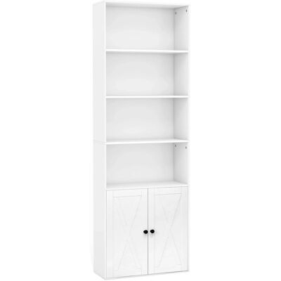 Costway Bücherregal 180 cm Weiß 4 Offene Fächer Türen Costway Bücherregal 180 cm Weiß 4 Offene Fächer Türen