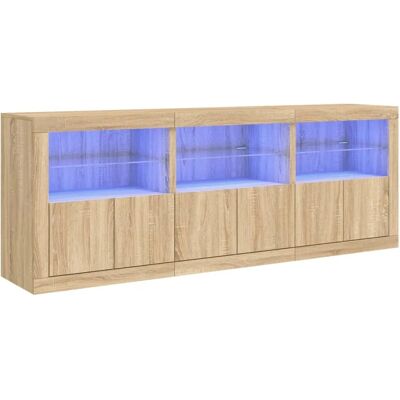 vidaXL Sideboard mit LED-Leuchten Sonoma-Eiche 181,5x37x67 cm 3209004 vidaXL Sideboard mit LED-Leuchten Sonoma-Eiche 181,5x37x67 cm 3209004