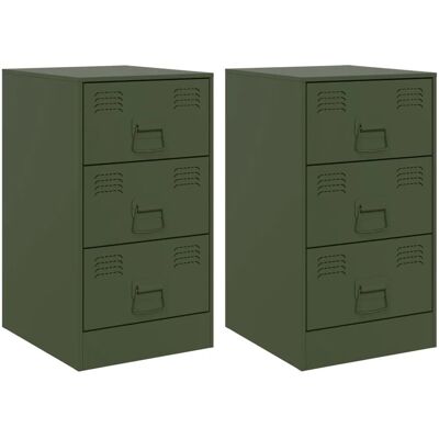 vidaXL Nachttische 2 Stk OlivGrün 34,5x39x62 cm Stahl Modell 1 vidaXL Nachttische 2 Stk OlivGrün 34,5x39x62 cm Stahl Modell 1