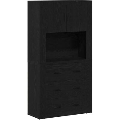 vidaXL Highboard Schwarz Eichen-Optik 80 x 33 x 150 cm Holzwerkstoff 3334345 vidaXL Highboard Schwarz Eichen-Optik 80 x 33 x 150 cm Holzwerkstoff 3334345