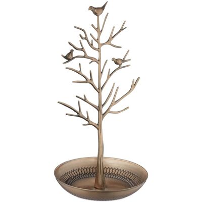 Relaxdays Schmuckständer Baum Zink Gold mit Ablage 30 cm x 16 cm x 15 cm 340 g Relaxdays Schmuckständer Baum Zink Gold mit Ablage 30 cm x 16 cm x 15 cm 340 g