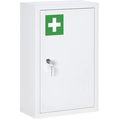 Kleankin Medizinschrank mit 3 Fächern Abschließbar Stahl Weiß 30 x 14 x 46 cm Kleankin Medizinschrank mit 3 Fächern Abschließbar Stahl Weiß 30 x 14 x 46 cm