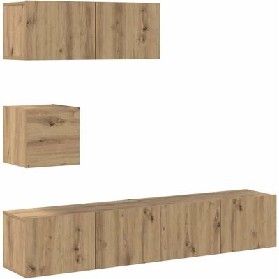 vidaXL 4-Tlg TV-Schrank-Set Wandmontage Artisan-Eiche Holzwerkstoff 3329220 vidaXL 4-Tlg TV-Schrank-Set Wandmontage Artisan-Eiche Holzwerkstoff 3329220