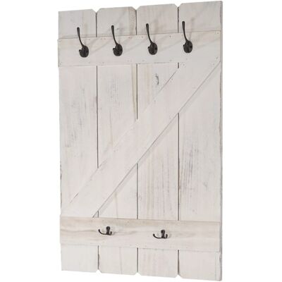 BERLINLODGE Wandgarderobe 91x60x10cm 6 Haken Weiß Shabby BERLINLODGE Wandgarderobe 91x60x10cm 6 Haken Weiß Shabby