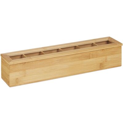 Relaxdays Teebox Bambus Natur 6 Fächer Mit Sichtfenster 44 cm x 9 cm x 9 cm 0,8 kg Relaxdays Teebox Bambus Natur 6 Fächer Mit Sichtfenster 44 cm x 9 cm x 9 cm 0,8 kg