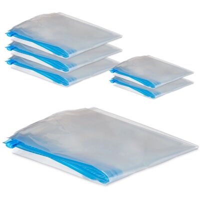 Relaxdays Vakuumbeutel 6er Set Kunststoff Transparent Blau Luftdicht Aufrollbar mit Schiebeverschluss 70 cm x 50 cm 50 cm x 35 cm Relaxdays Vakuumbeutel 6er Set Kunststoff Transparent Blau Luftdicht Aufrollbar mit Schiebeverschluss 70 cm x 50 cm 50 cm x 35 cm