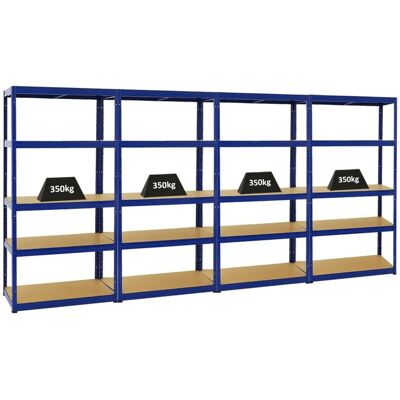 PROREGAL Mega Deal 4x Schwerlastregal Slim Elephant S HxBxT 180 x 90 x 45 cm 5 Ebenen Fachlast 350 kg Blau PROREGAL Mega Deal 4x Schwerlastregal Slim Elephant S HxBxT 180 x 90 x 45 cm 5 Ebenen Fachlast 350 kg Blau