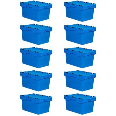 PROREGAL Mega Deal 10x Conical Mehrweg-Stapelbehälter mit Krokodildeckel Blau HxBxT 34,9 x 41 x 61cm 58 Liter Lagerbox Eurobox Transportbox PROREGAL Mega Deal 10x Conical Mehrweg-Stapelbehälter mit Krokodildeckel Blau HxBxT 34,9 x 41 x 61cm 58 Liter Lagerbox Eurobox Transportbox