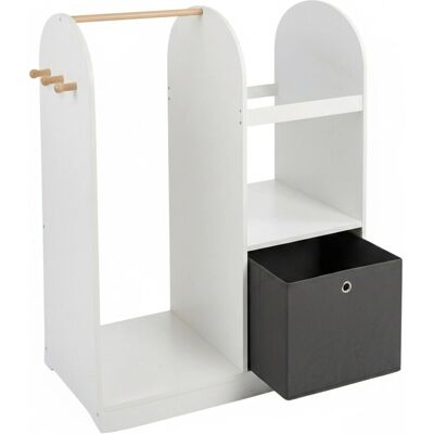 Relaxdays Kindergarderobe MDF Kiefernholz Vlies Weiß Schwarz mit Stoffbox 108 cm x 97 cm x 35 cm Relaxdays Kindergarderobe MDF Kiefernholz Vlies Weiß Schwarz mit Stoffbox 108 cm x 97 cm x 35 cm