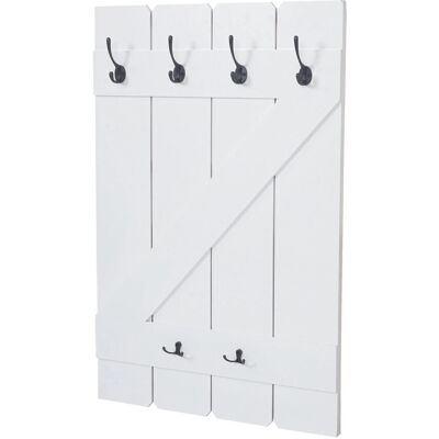 BERLINLODGE Wandgarderobe 91x60x10cm 6 Haken Weiß Lackiert BERLINLODGE Wandgarderobe 91x60x10cm 6 Haken Weiß Lackiert