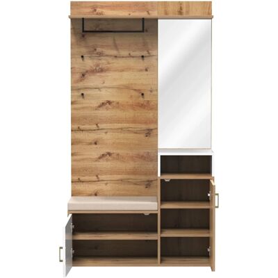 okwish Garderoben Set mit Kleiderhaken Spiegel Schuhschrank Sitzbank 104x38.5x190cm Weiß okwish Garderoben Set mit Kleiderhaken Spiegel Schuhschrank Sitzbank 104x38.5x190cm Weiß