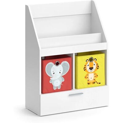 Vicco Luigi Kinderregal - 72x96,2 cm, Weiß, 2 Boxen, Schublade, Kinderzimmer Vicco Luigi Kinderregal - 72x96,2 cm, Weiß, 2 Boxen, Schublade, Kinderzimmer