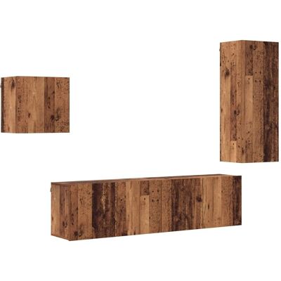 vidaXL TV-Schränk Wandmontiert 4-Tlg Altholz Holzwerkstoff 3402764 vidaXL TV-Schränk Wandmontiert 4-Tlg Altholz Holzwerkstoff 3402764