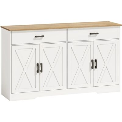 HOMCOM Buffet Cabinet Spanplatte MDF 140L x 38,5B x 81H cm Weiß HOMCOM Buffet Cabinet Spanplatte MDF 140L x 38,5B x 81H cm Weiß