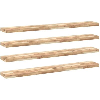 vidaXL Natürliche Massivholz Floating Regale Wandaufbewahrung - 4 Stück vidaXL Natürliche Massivholz Floating Regale Wandaufbewahrung - 4 Stück