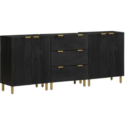 vidaXL 3-teiliges Schwarz Holz-Sideboards - Sideboards vidaXL 3-teiliges Schwarz Holz-Sideboards - Sideboards