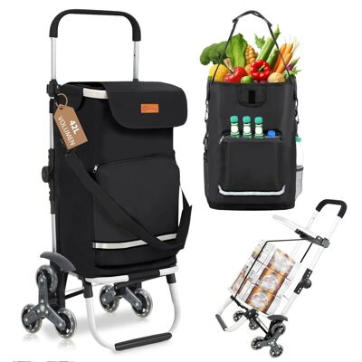 Sekey 3-in-1 Faltbarer Einkaufstrolley Treppensteiger mit Kühlfach und Spanngurt Schwarz Sekey 3-in-1 Faltbarer Einkaufstrolley Treppensteiger mit Kühlfach und Spanngurt Schwarz