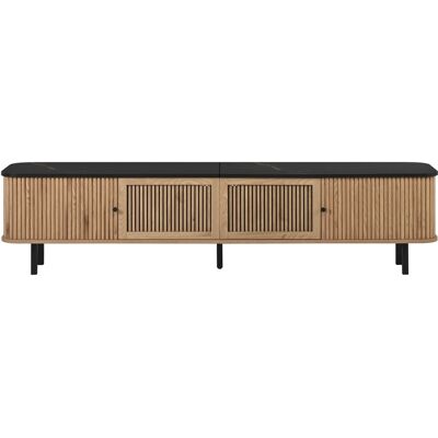 okwish TV Schrank mit Schiebetüren und Gitter Türen für Wohnzimmer 190x35x45cm Natur okwish TV Schrank mit Schiebetüren und Gitter Türen für Wohnzimmer 190x35x45cm Natur