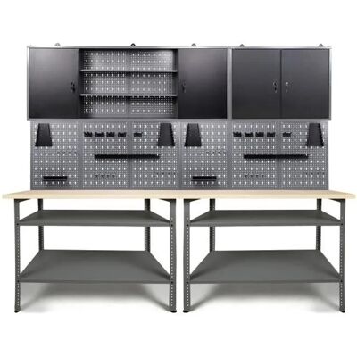 Ondis24 Werkstatt Set Basic 240cm Melamin + 2 Jochen+2 Schränke Ondis24 Werkstatt Set Basic 240cm Melamin + 2 Jochen+2 Schränke
