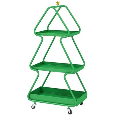 Costway 3-Stufiger Servierwagen Rollwagen In Weihnachtsbaum-Design Grün Costway 3-Stufiger Servierwagen Rollwagen In Weihnachtsbaum-Design Grün