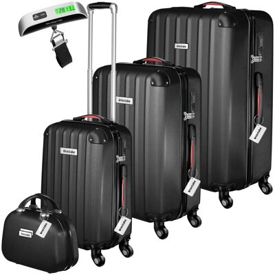 Tectake Hartschalenkoffer Set Cleo 4 Teilig 3 Trolleys 1 Beauty Case Inkl Kofferwaage und Anhänger Mit Teleskopgriff 30 50 x 48 x 75 cm Schwarz Tectake Hartschalenkoffer Set Cleo 4 Teilig 3 Trolleys 1 Beauty Case Inkl Kofferwaage und Anhänger Mit Teleskopgriff 30 50 x 48 x 75 cm Schwarz